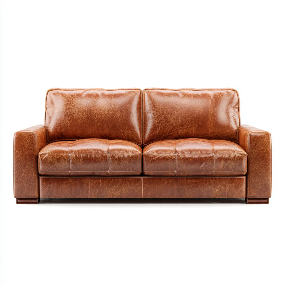 Sofa 2 brązowe siedzenia w eko-skórze PU 170 x 90 x 88 cm prostokątne