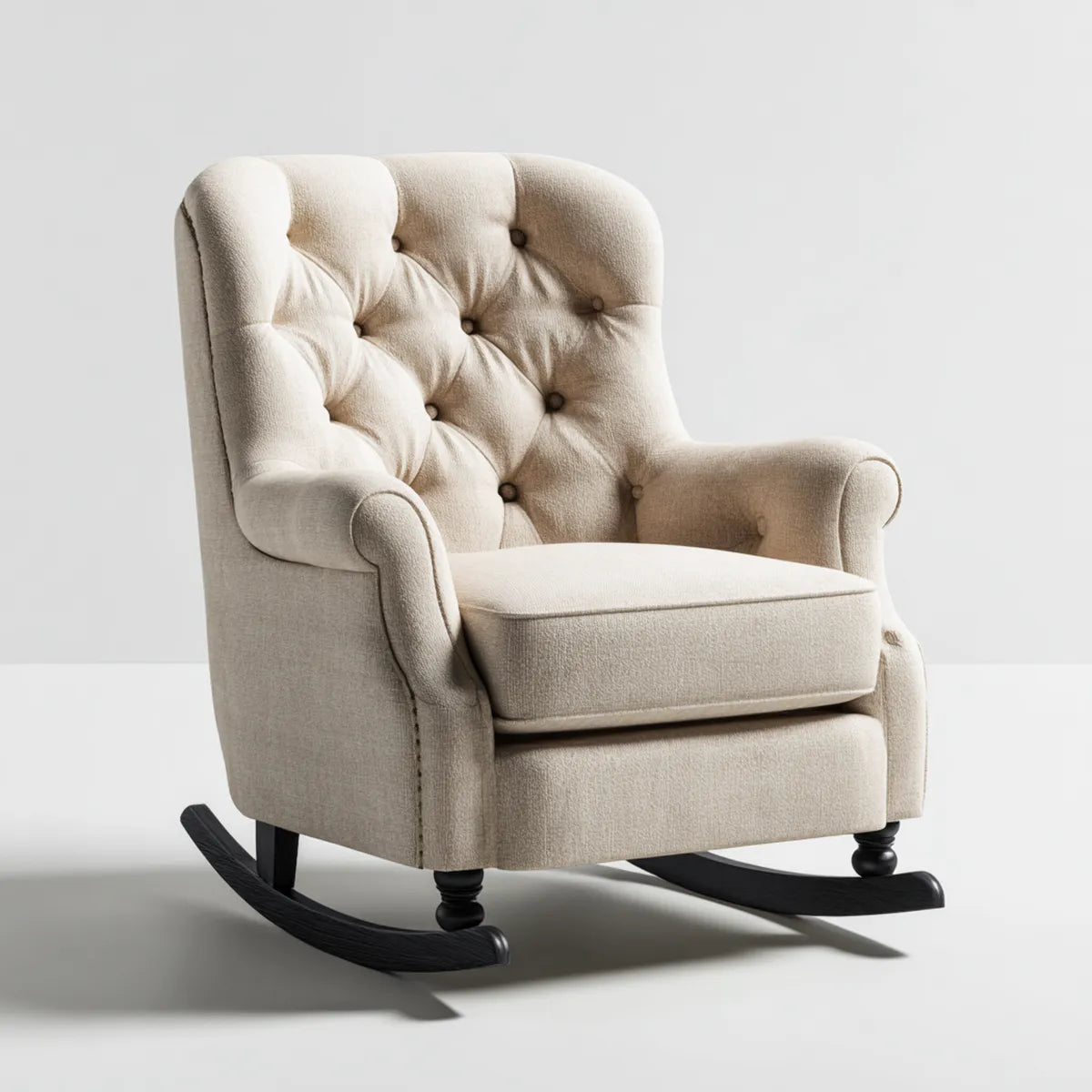Fotel bujany, Krem Rocker Fotel 76 x 92 x 104 cm poliester z litą konstrukcją sosnową