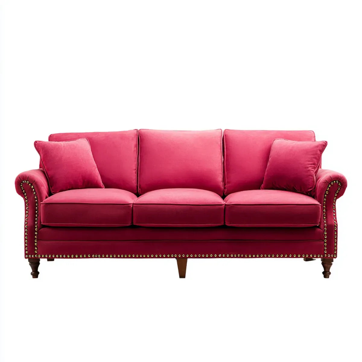 Sofa, 3 fotela w poliestrowym aksamicie z litym drewnianym ramą 210 x 90 cm prostokątna, 210 x 90 x 90 cm