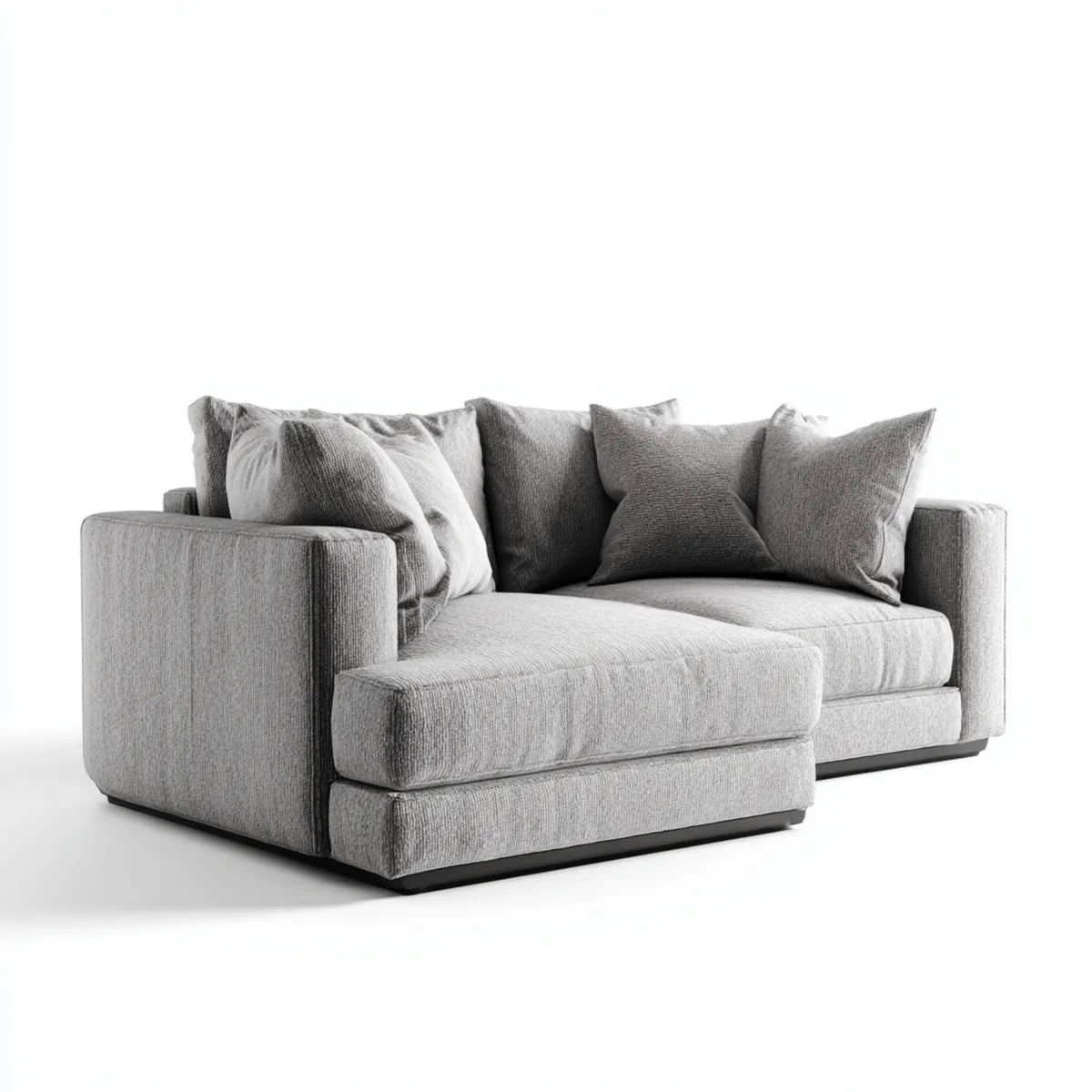 Sofa z krzesełkowym longiem lewym szarym poliestrem 260 x 165 x 85 cm kąt