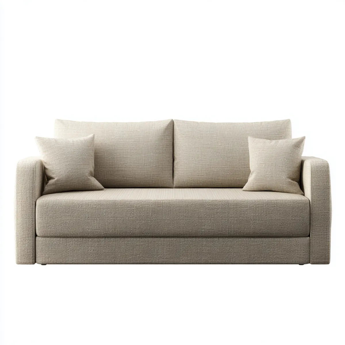 Sofa 2 beżowe fotele 180 x 90 x 85 cm w prostokątnym poliestrze