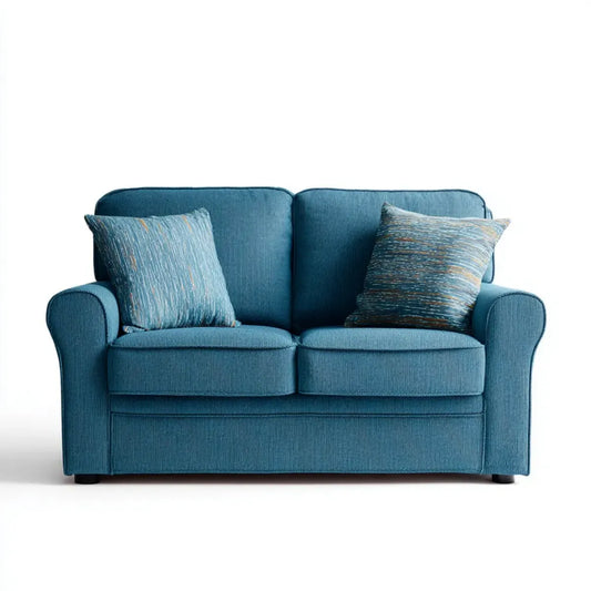 Sofa 2 miejsca niebieski olej poliestrowy prostokątna ząbkowany 160 x 90 x 88 cm