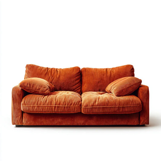 Sofa 2 pomarańczowa aksamitna sofa z prostokątnymi paskami poliestrowymi 180 x 90 x 85 cm