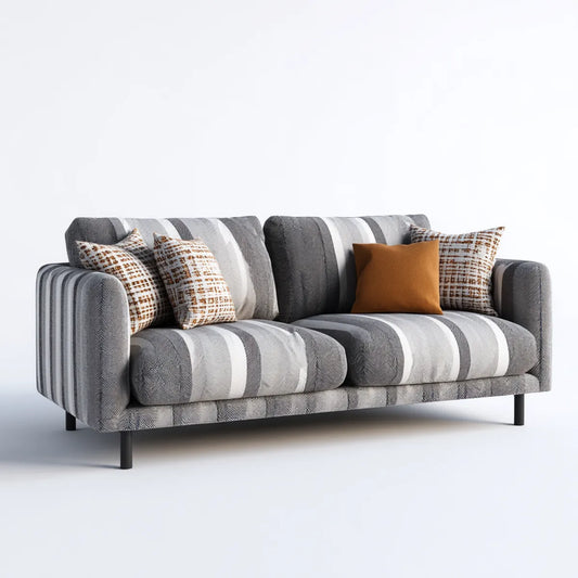Sofa 3 umieszcza szaro-białe 220 x 95 x 85 cm poliestrowe powłoki prostokątne