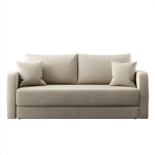 Sofa 2 beżowe fotele 180 x 90 x 85 cm w prostokątnym poliestrze